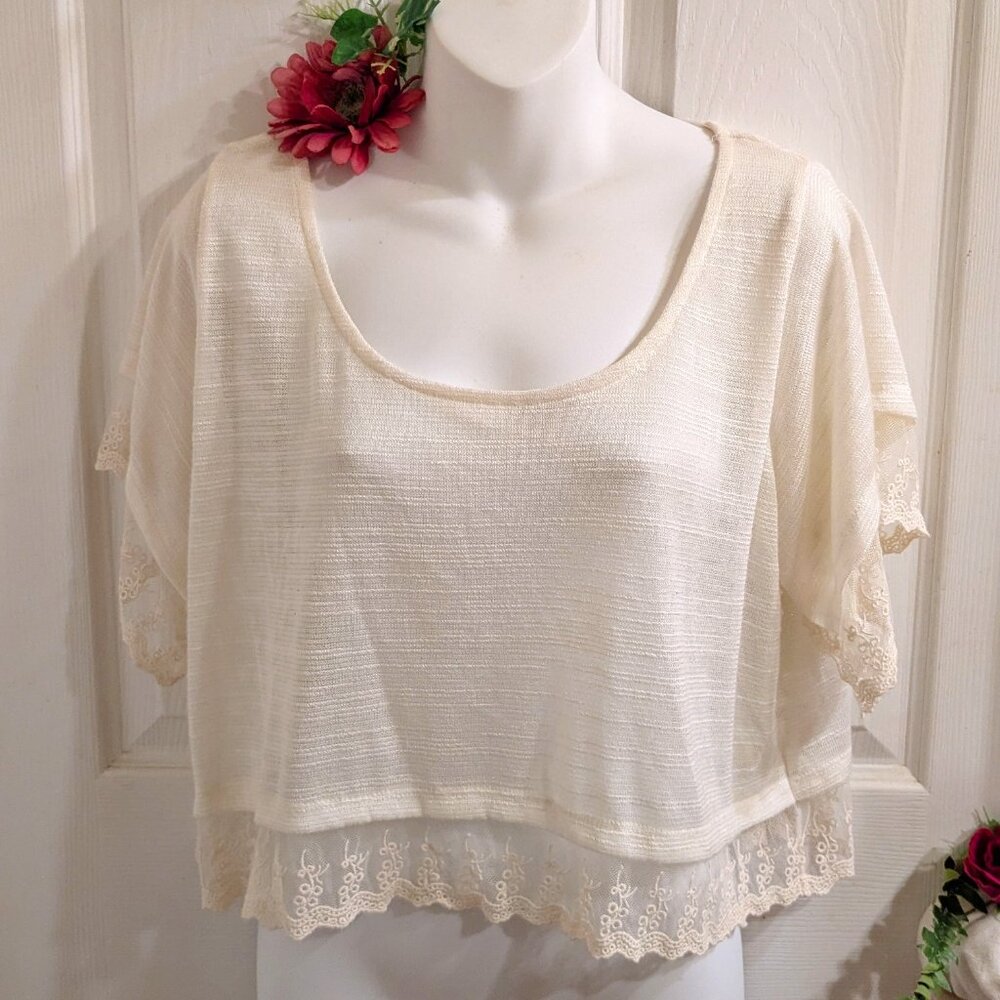O'Neill Lakeside Lace Crop Top Size M Ivory Boho